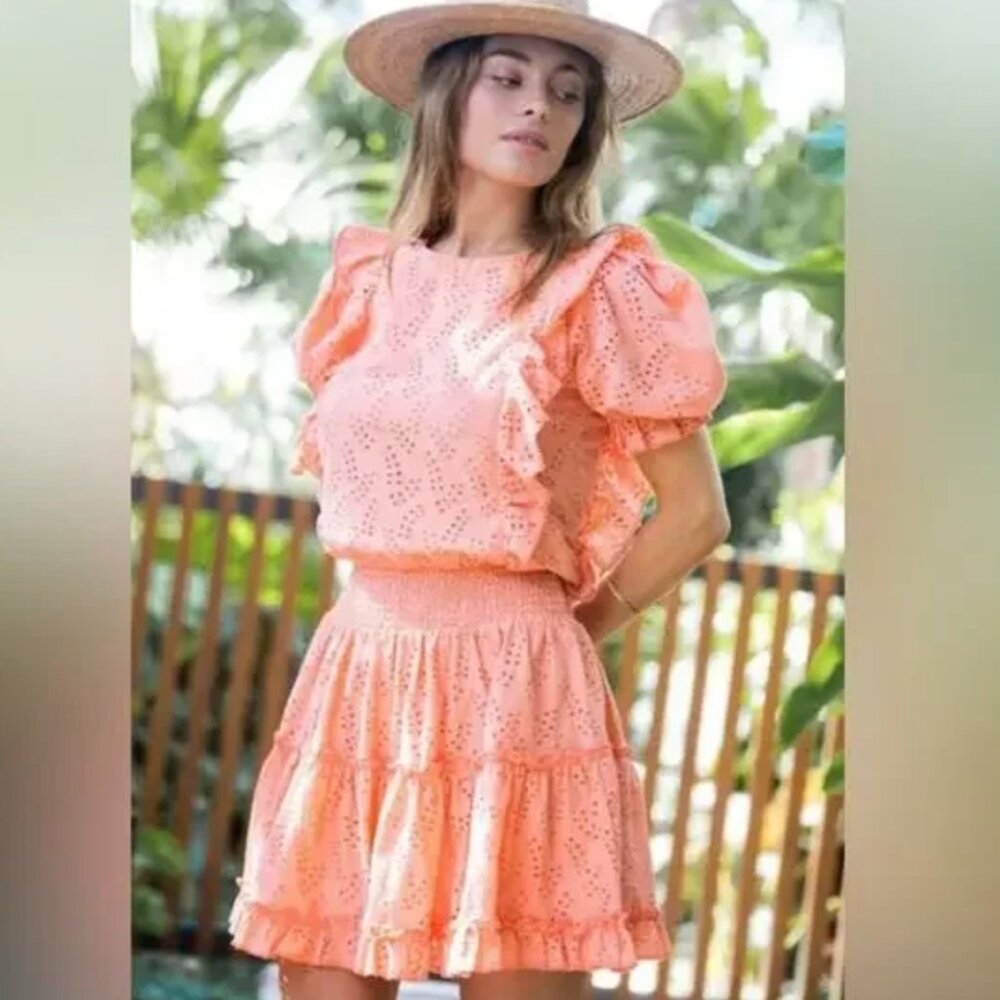 New Kreww Du Q Peach Eyelet Dress Size Small